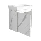 Modern Bathroom Vanity with Ceramic Basin and Storage Cabinet - Light Brown, Black, or White