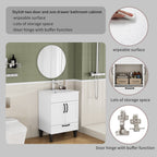 24-Inch Bathroom Vanity with Sink Combo with Ample Storage - White/Particle Board