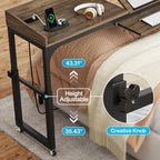 Adjustable Overbed Table with Wheels, Queen Size Mobile Desk - Dark Gray