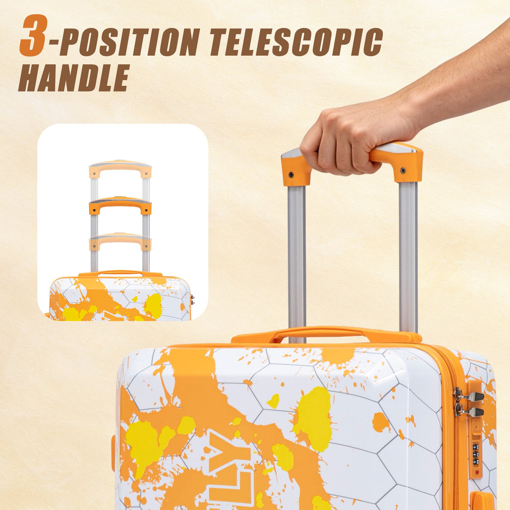 3-Piece Hard Case Luggage Set with Spinner Wheels - Orange