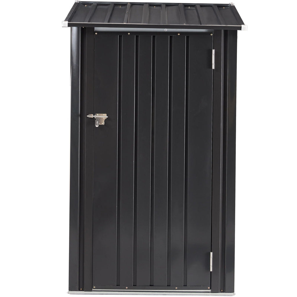 Outdoor Steel Storage Shed with Lockable Door - Black