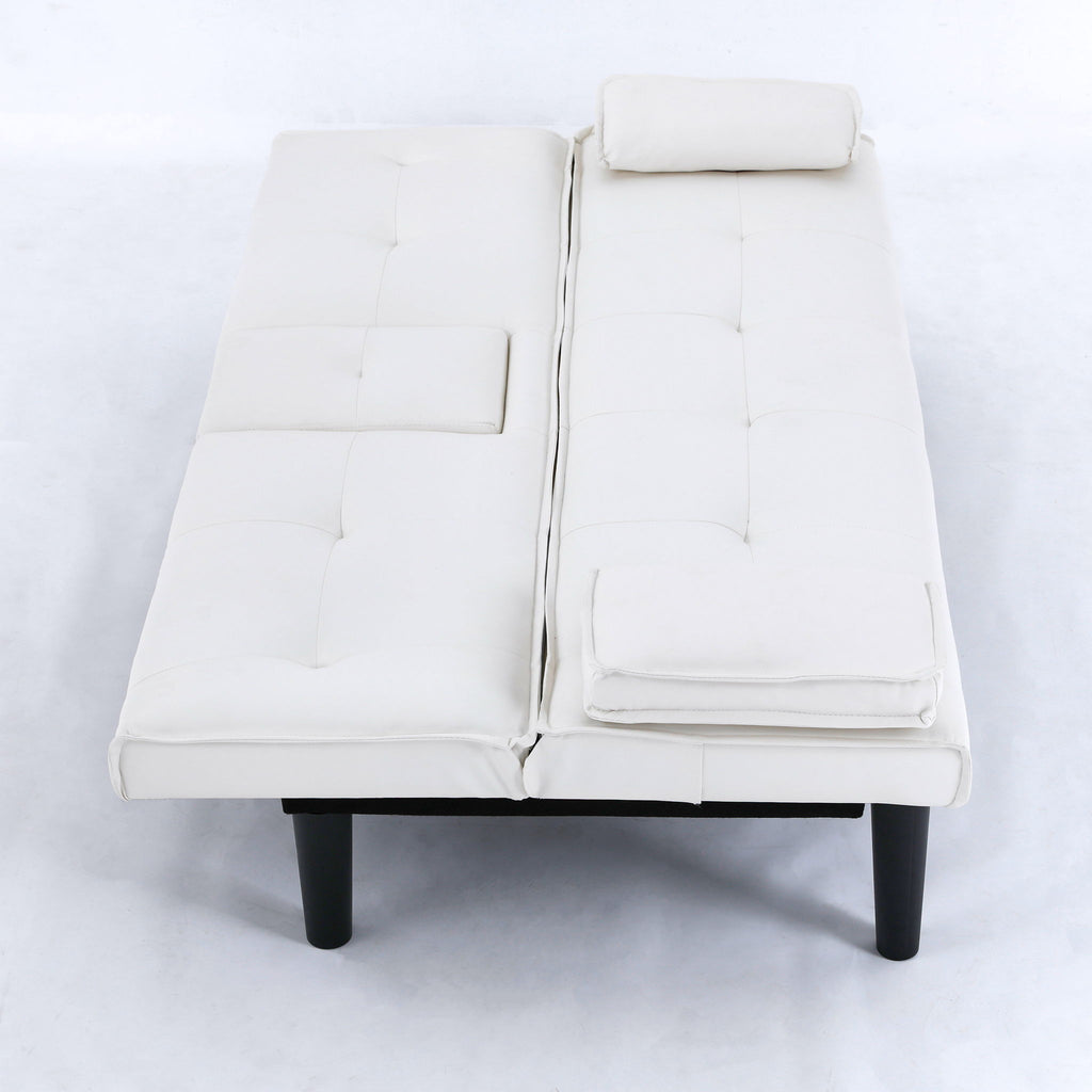 Foldable Sofa Bed with Cup Holder and Solid Wood Frame - Multiple Colors