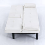 Foldable Sofa Bed with Cup Holder and Solid Wood Frame - Multiple Colors