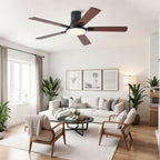 Flush Mount Ceiling Fan with LED Light and Remote Control - Black, White, Pearl Silver