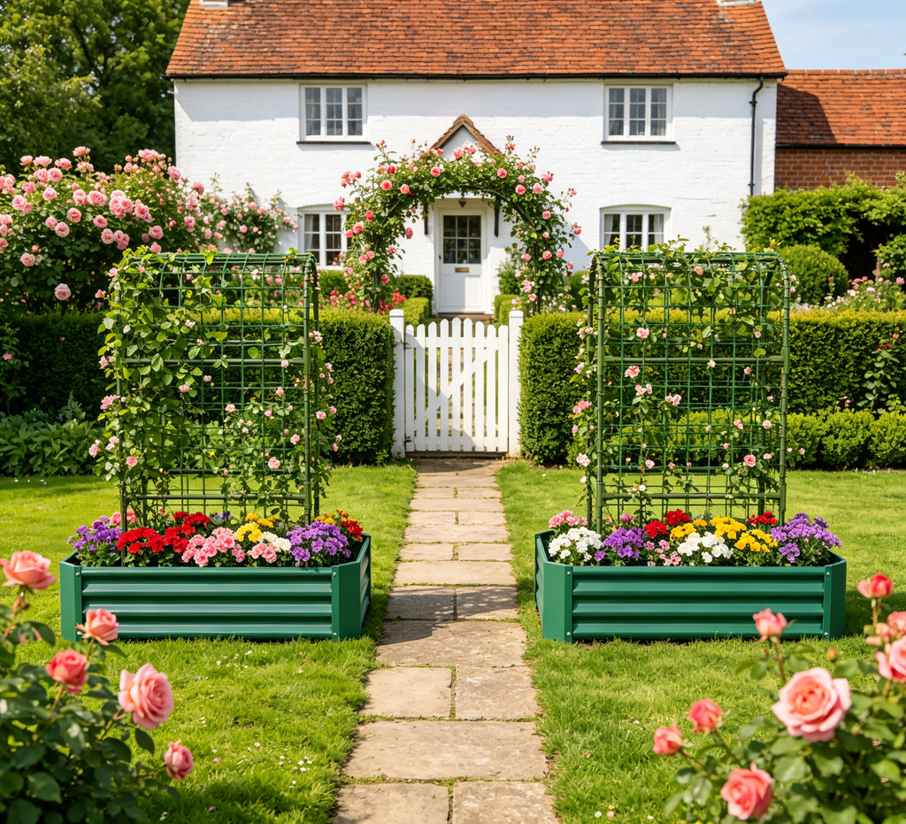 2-in-1 Raised Garden Bed with Trellis