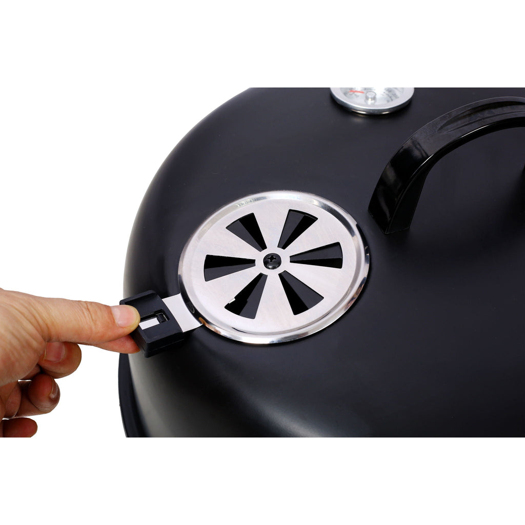 Portable Charcoal Smoker Grill with 3-in-1 Cooking Functionality - Black