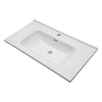 Modern Rectangular Vanity Top with Overflow – White