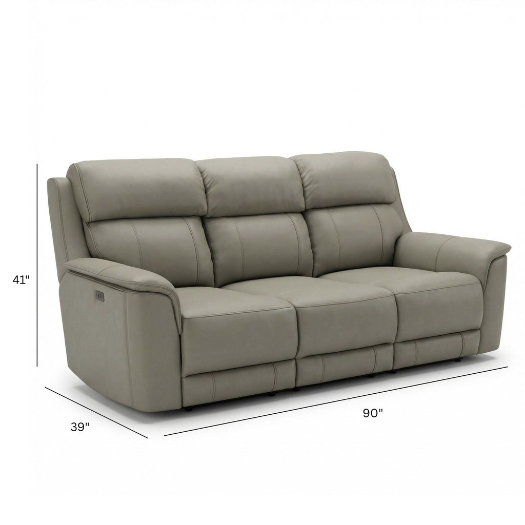 Dual Power Reclining Sofa with Adjustable Headrest - Blue, Dark Brown, Dark Gray