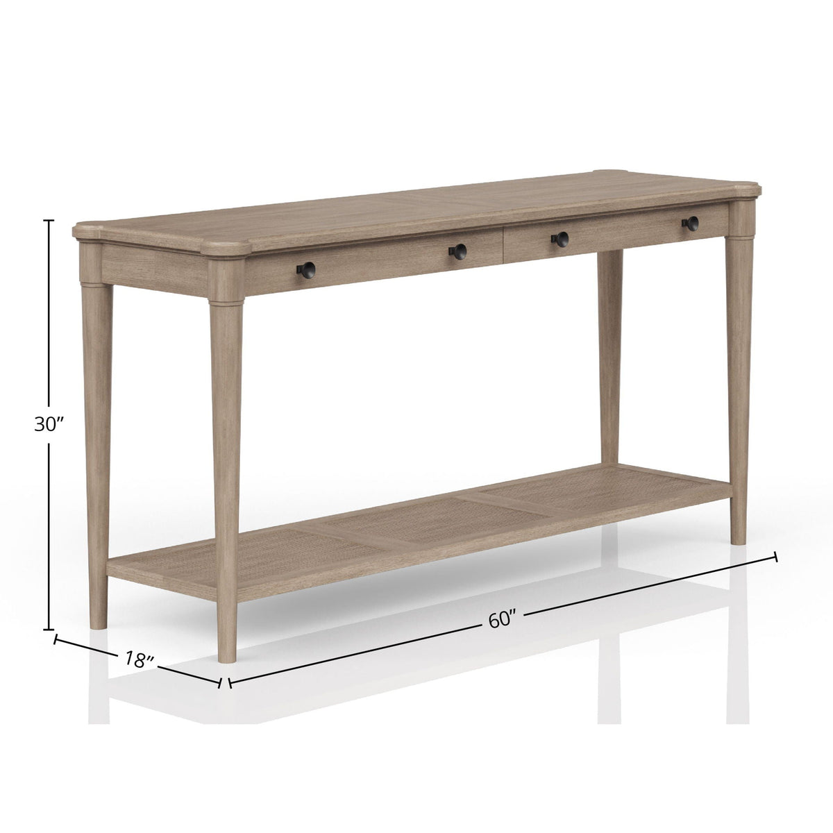 Sofa Table with Storage Drawers and Shelf – Sand