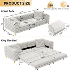 Convertible 3-in-1 Sleeper Sofa Set with Movable Ottoman - Multiple Colors