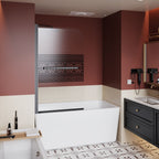 Bohemian Shower Door Bathtub with Tempered Glass and Handle - Matt Black