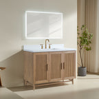 48" Freestanding Single Sink Bathroom Vanity with Solid Wood - Light Coffee