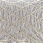 Silver Oblong Velvet Throw Pillow with Hand-Beaded Details - 22x15