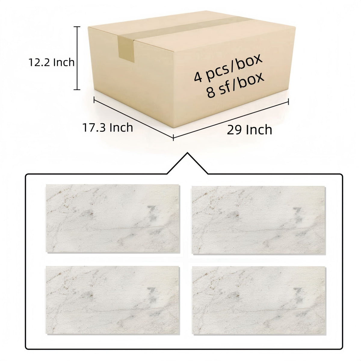 Textured 3D Decorative Tiles with Polished Marble Surface - Yellow, Gray, or White