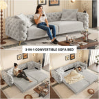 3-In-1 Convertible Sleeper Sofa Set with Deep Seat & Movable Ottoman - White, Beige, Gray