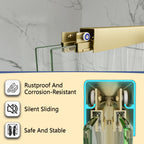 55-60" Adjustable Brushed Shower Door with Tempered Glass - Brushed Gold