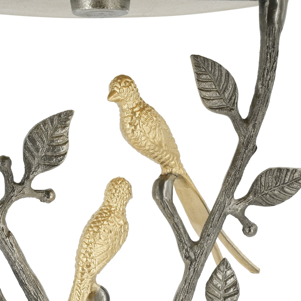 Metal Dual Bird Side Table with Round Tray - Gold