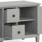 Wide Solid Wood TV Stand with Ample Storage - Dark Brown, White, Gray