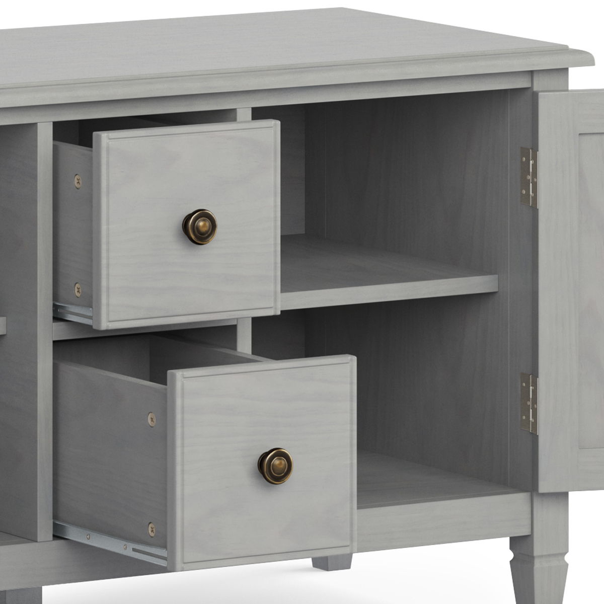 Wide Solid Wood TV Stand with Ample Storage - Dark Brown, White, Gray