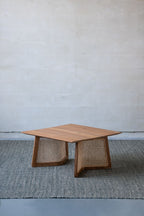 Teak Coffee Table with Teak and Rattan Construction - Natural Wood / Brown