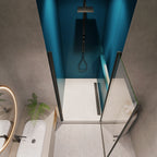 Universal Pivot Shower Door with 1/4" Tempered Glass - Polished Finish