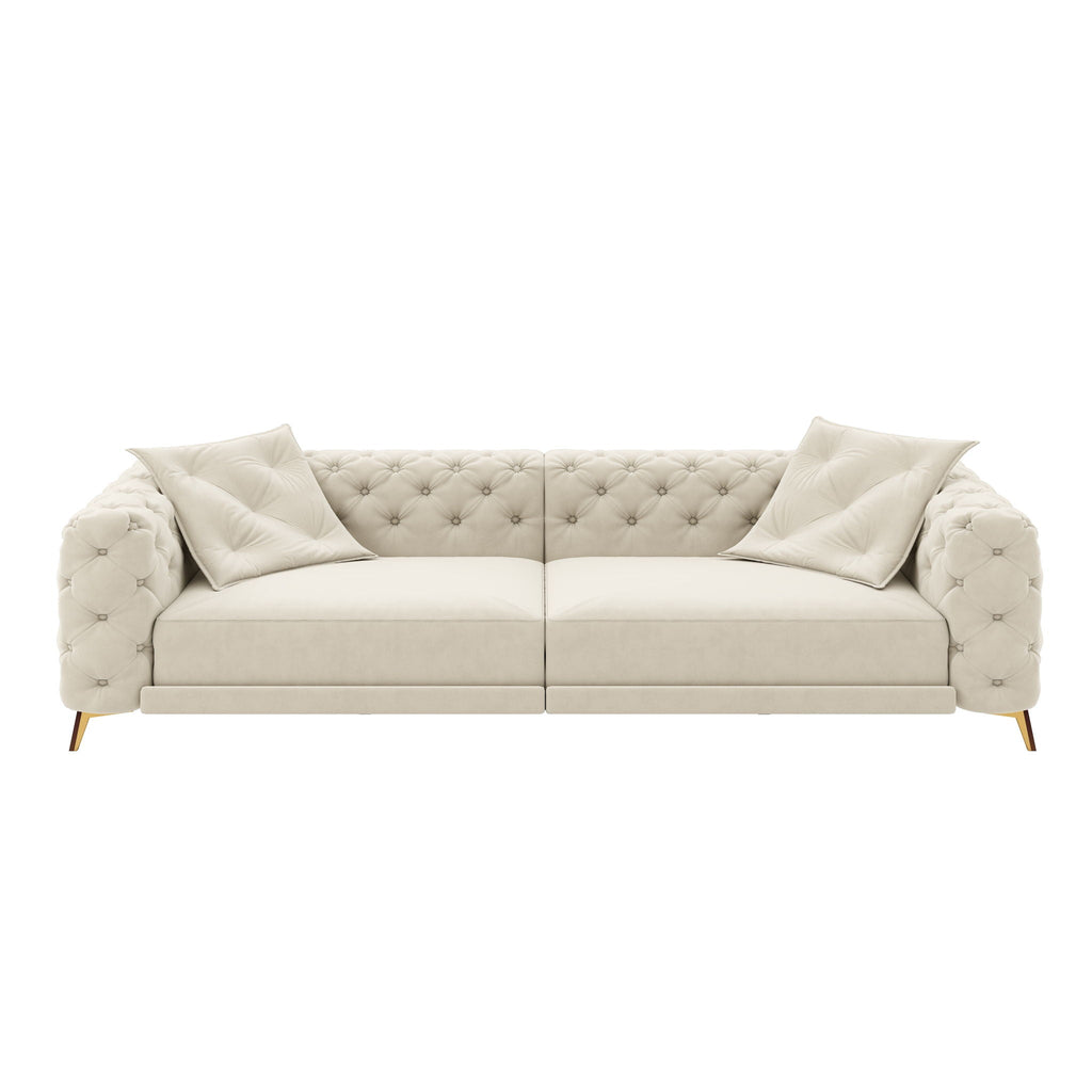 3-In-1 Convertible Sleeper Sofa Set with Deep Seat & Movable Ottoman - White, Beige, Gray