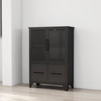 Storage Cabinet With 4 Iron Doors - Black