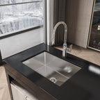 Stainless Steel Kitchen Sink with Single Bowl - Brushed Nickel