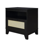 Modern Cane Accent Nightstand with 1 Drawer - Black or Light Brown