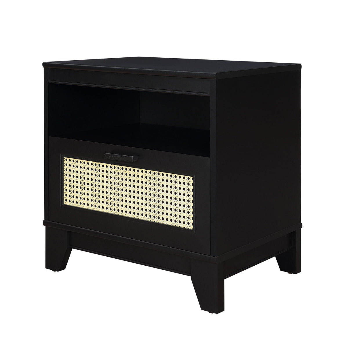 Modern Cane Accent Nightstand with 1 Drawer - Black or Light Brown