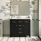 Modern Bathroom Vanity With 36" Resin Sink – 4 Drawer Storage Cabinet