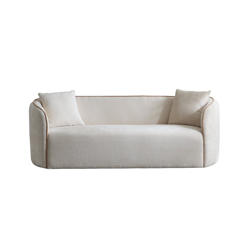 82" Curved Boucle Sofa with Soft Cushions - White