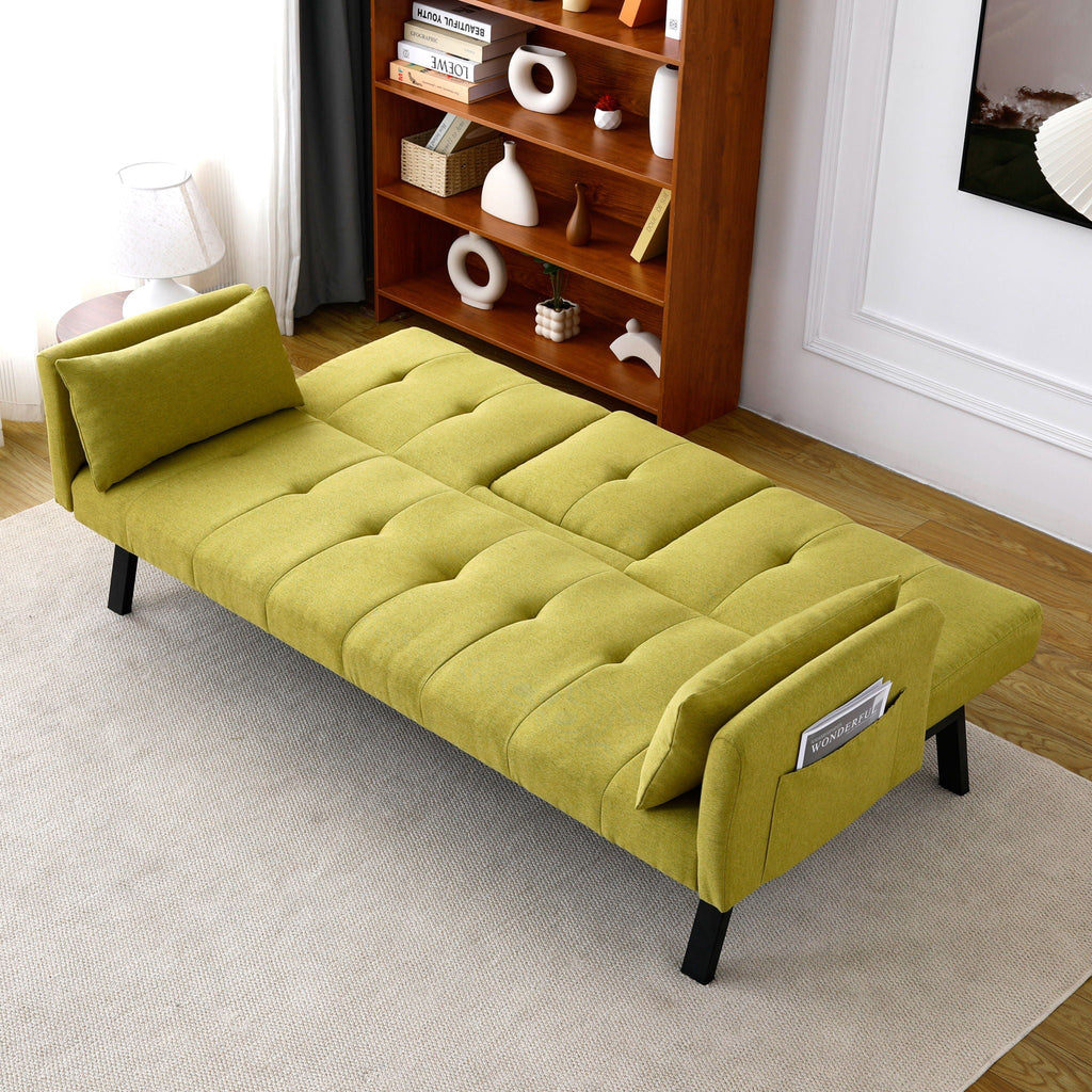 Sofa Bed with Foldable Design and Cup Holder - Green