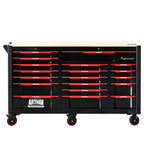 Heavy Duty Tool Cart with 19 Drawers and Locking System - Black/Red