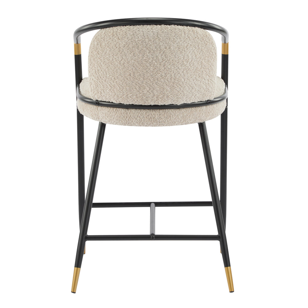 Upholstered Counter Stool with Metal Frame - 26" Seat Height, Set of 2 - Almond
