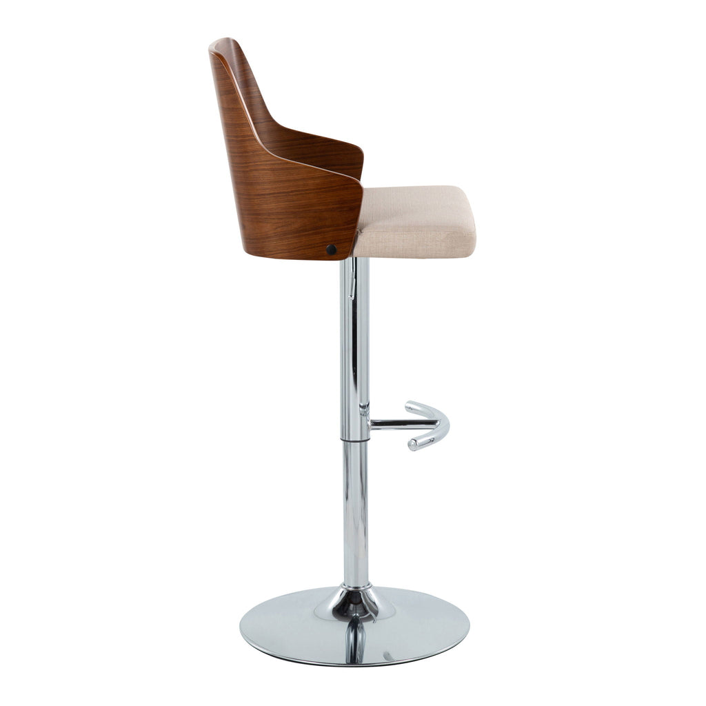 Mid Century Modern Adjustable Barstool Set with Swivel - Pearl Silver or Black