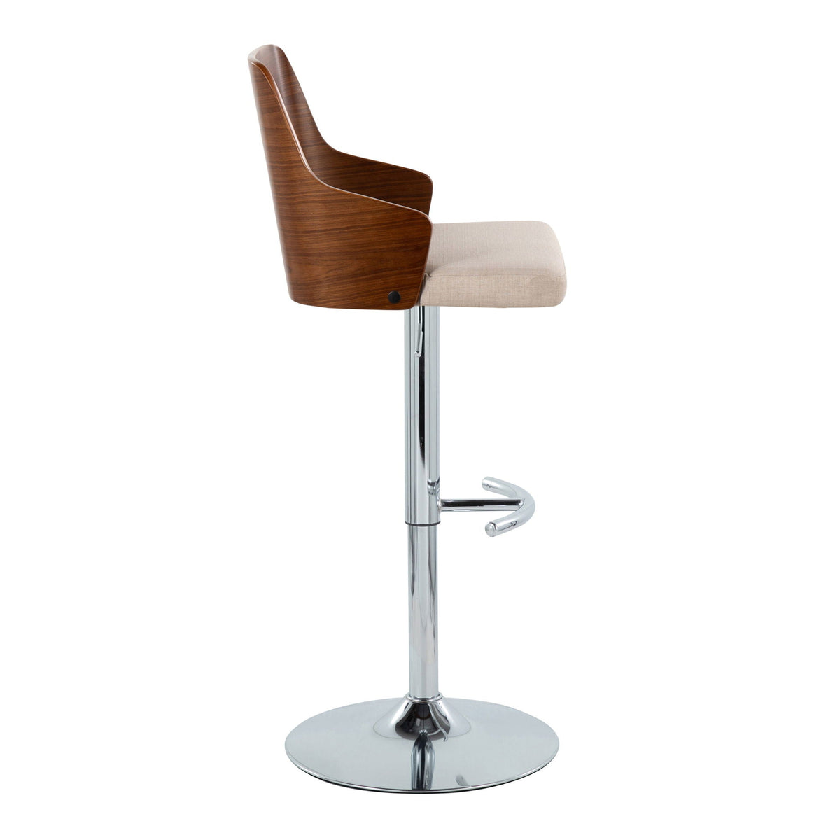 Mid Century Modern Adjustable Barstool Set with Swivel - Pearl Silver or Black