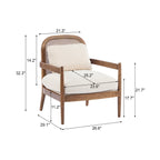 Mid-Century Modern Accent Chairs with Solid Wood & Rattan Back - Set of 2
