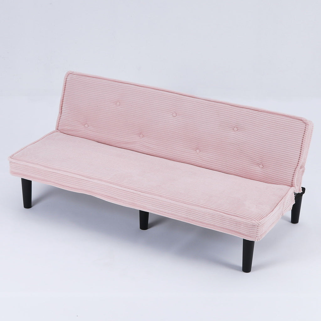 Versatile Sofa Bed with Solid Wood Frame - Pink, Beige, or Black