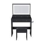 Modern Makeup Vanity Set with Power Outlet and Adjustable Lighting - Black or White