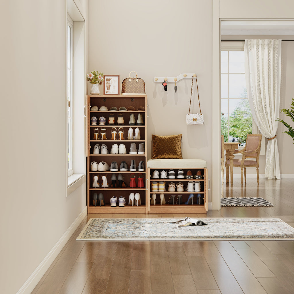 Multi Functional Shoe Storage Cabinet with Bench - Particle Board & MDF
