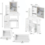 White Vanity Set with USB Power Station and Cushioned Stool