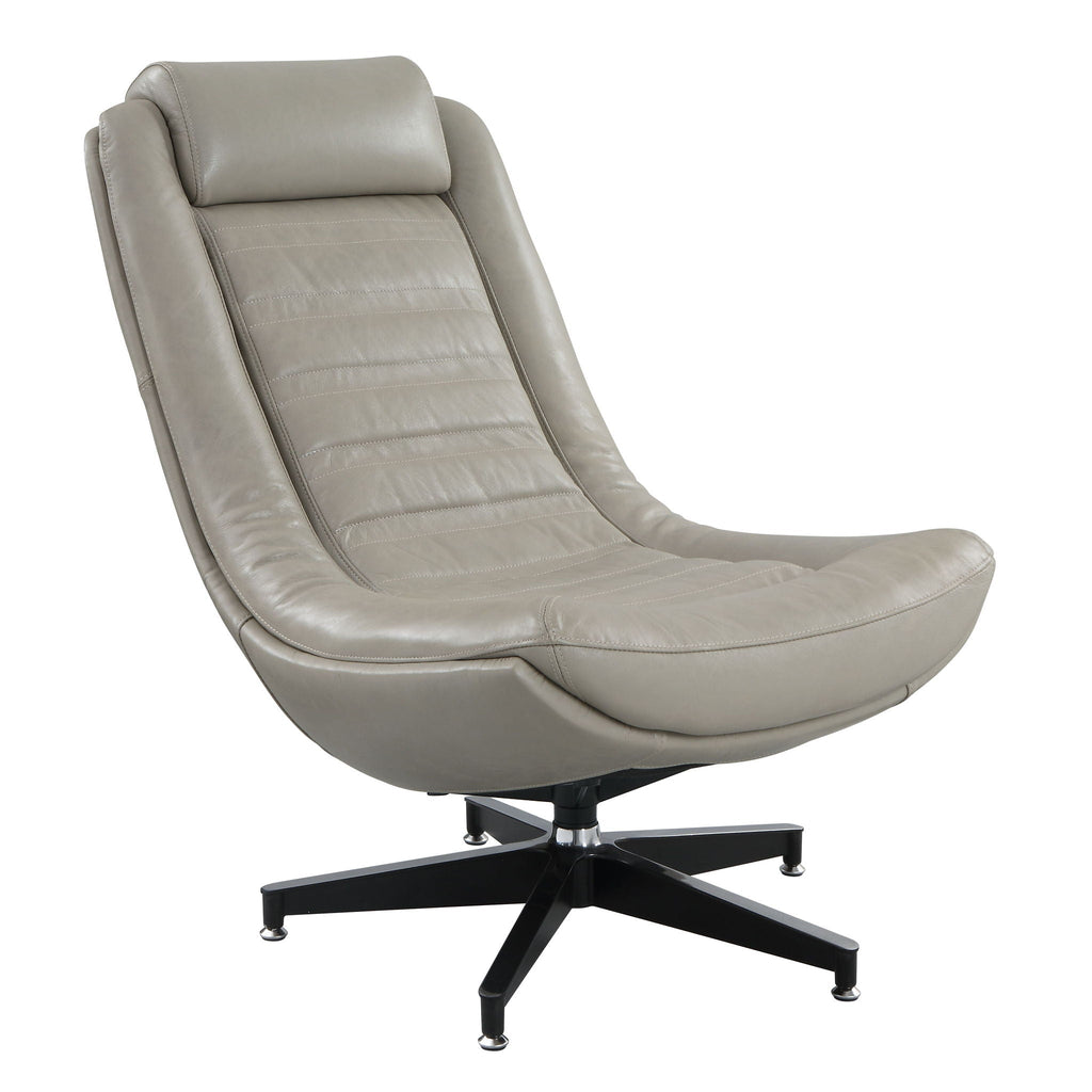Top Grain Leather Swivel Accent Chair with Ergonomic Design - Twilight