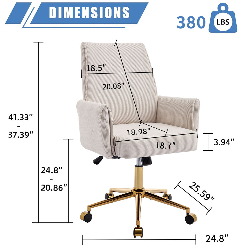 Ergonomic Mid-Back Office Chair with Striped Fabric and Lumbar Support - Multiple Colors