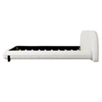 King Size Bed Frame with Boucle Fabric and Thick Headboard - Off White