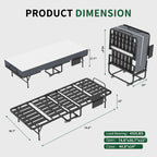 Twin Folding Bed with Memory Foam Mattress - Space Saving Rollaway - Black