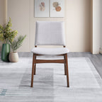 Brown / Light Gray Dining Chair Set with Solid Wood Frame - Set of 2