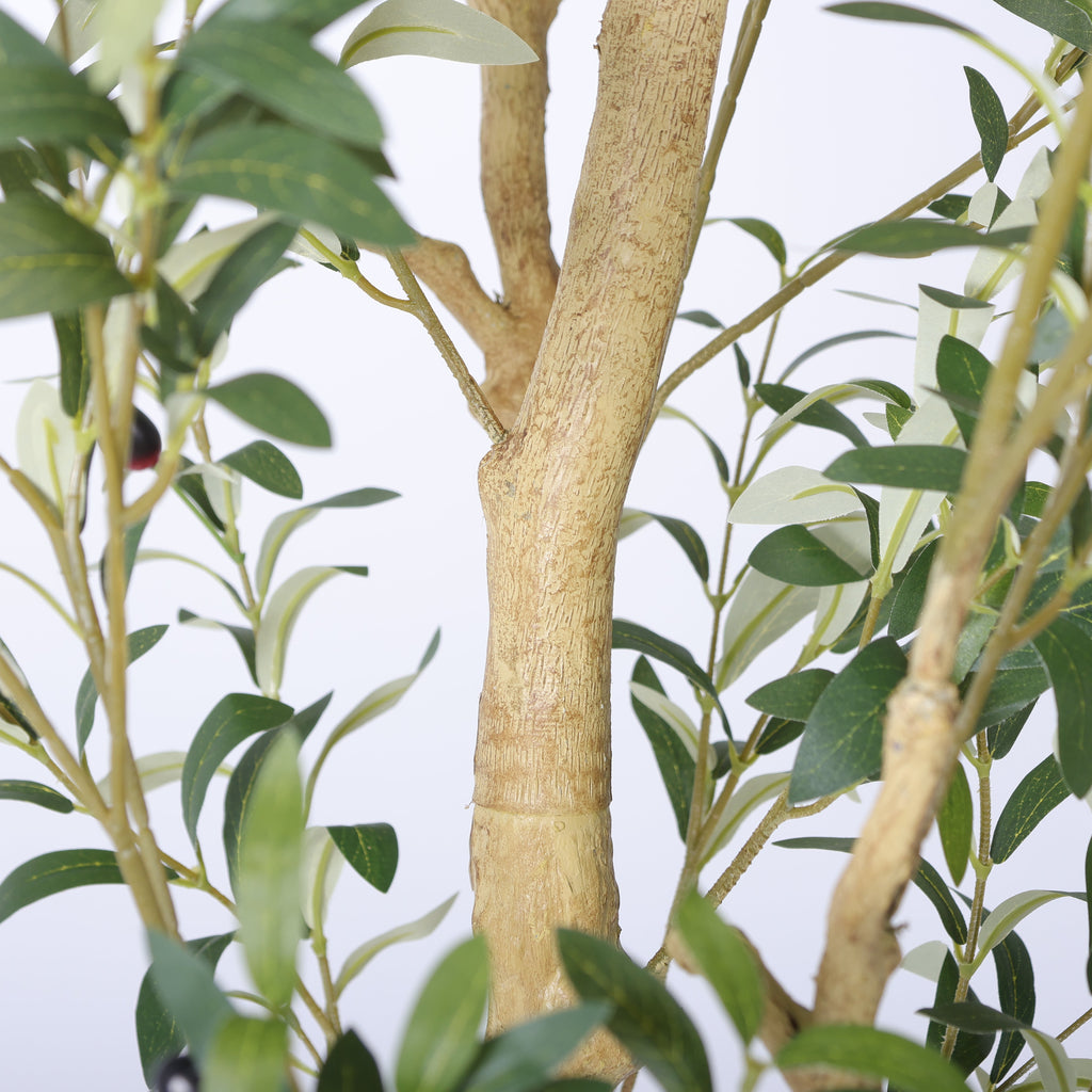 8.2FT Artificial Olive Tree with Decorative White Planter – Green Leaves