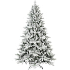 6ft Snow-Flocked Pre-Lit Christmas Tree with 1100 PE+PVC Tips - White