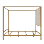 Canopy Bed With Tall Upholstered Headboard - 4 Poster Frame - Gold or Black